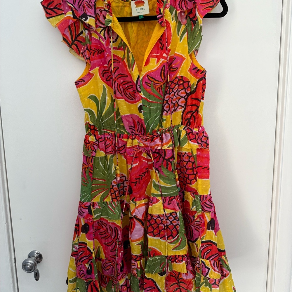 Farm Rio Toucan Dress - Yellow and Pink